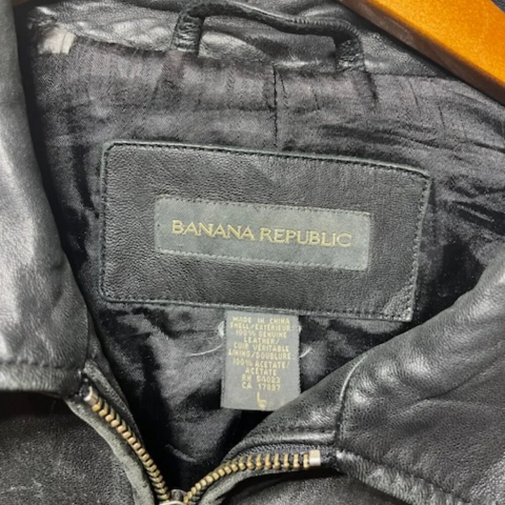 Banana Republic Vintage Leather READ Bomber Full Zip Buttery Soft‎ Jacket Sz L